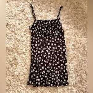 Berksha Black Sleeveless Daisy Floral Print Mini Dress NEW Size Large L